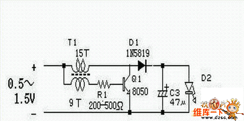 DC升压LED手电电路图