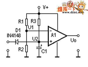 LM324应用作单稳态触发器电路图