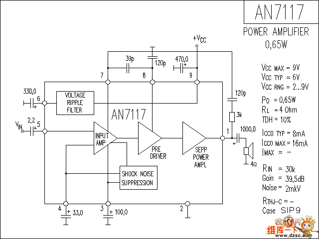AN7117 音响IC电路图