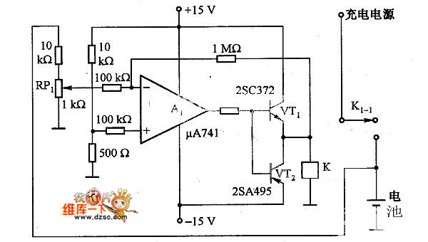 μA741构成的充电电路图