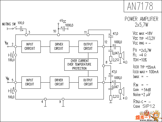 AN7178 音响IC电路图