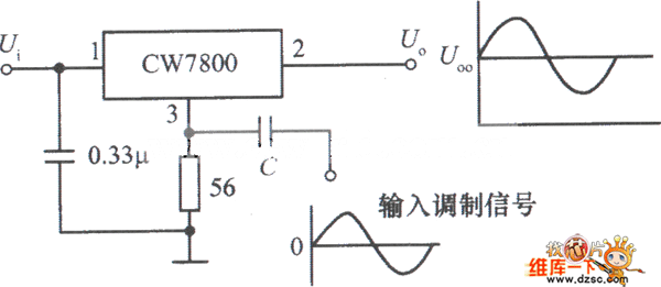 集成稳压器CW7800构成的功率调幅器电路图