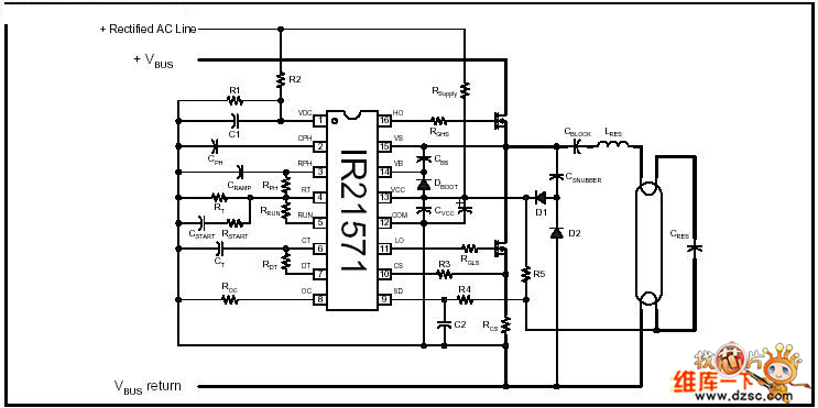 R21571直管型集成电路电子镇流器电路图