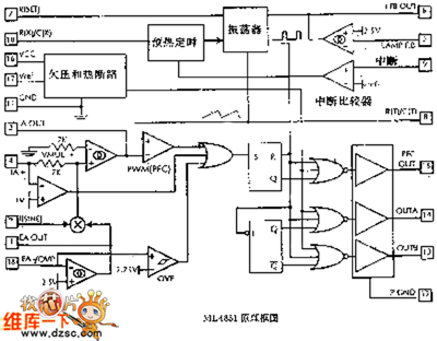 高功率因数、高效率电子镇流器控制器ML4831电路图