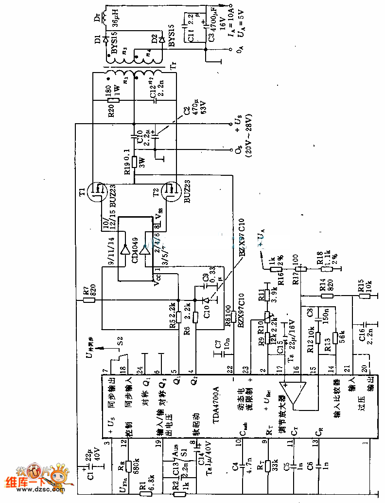 80v—12v／10A直流电压变换器电路图一