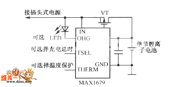 MAXl679组成的充电电路图