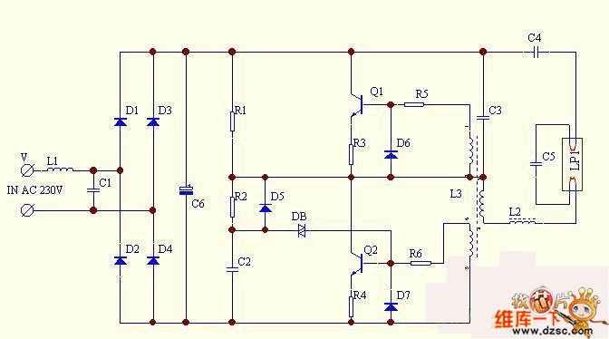 一种单管电子镇流器电路图