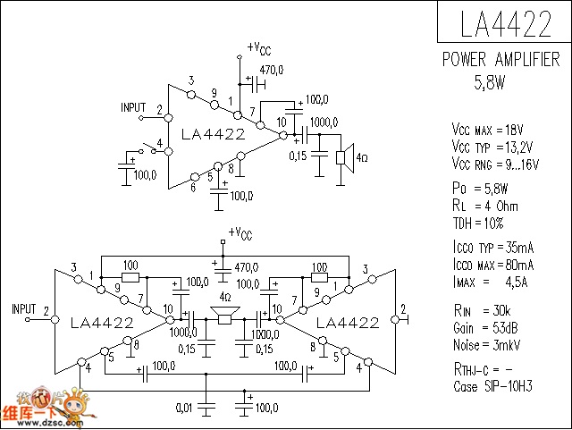 LA4422 音响IC电路图