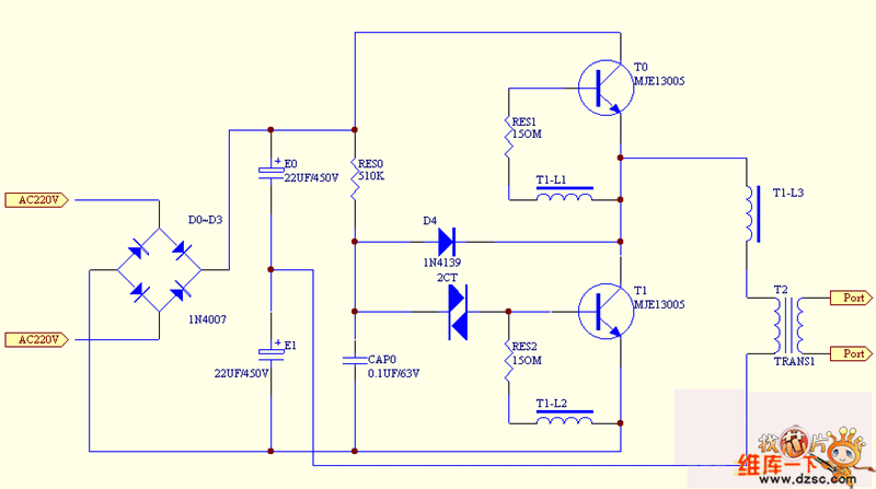 小型（2~3米）霓虹灯电子变压器电路图