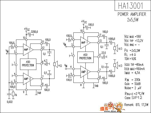 HA13001 音响IC电路图
