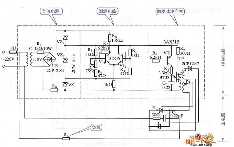 晶闸管炉温自动控制电路图