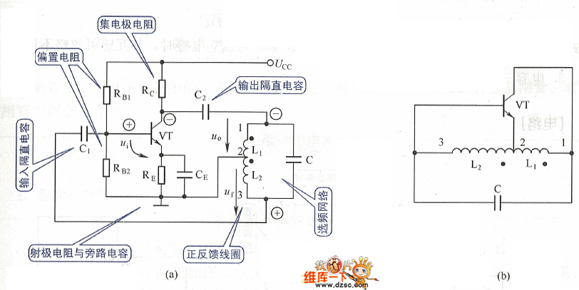 电感三点式震荡电路图