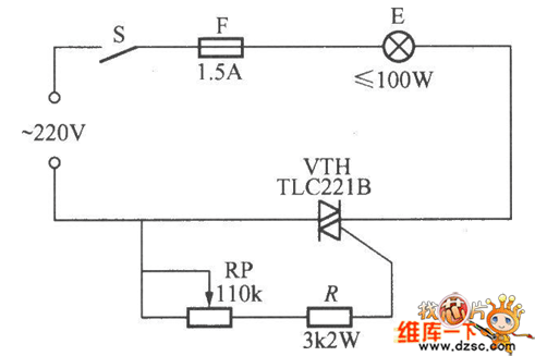 简单的双向晶闸管调光灯电路图