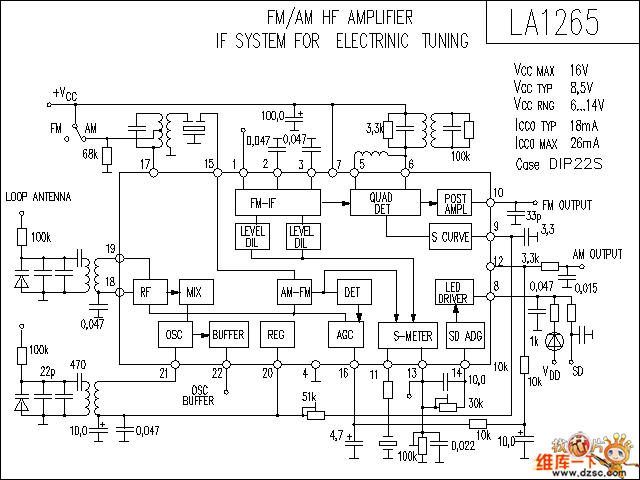 LA1265 音响IC电路图