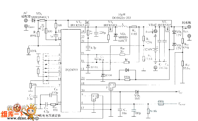 BQ24700构成的笔记本电脑电池充电电路图