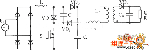 Boost反激型单级隔离式PFC变换器电路图