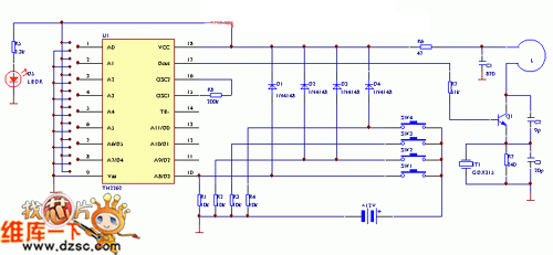 匙扣式无线编码遥控器电路图(2)