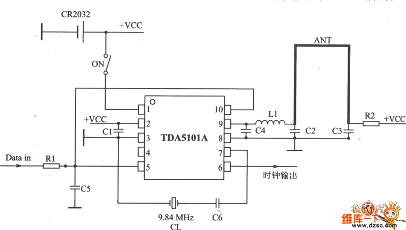 TDA5101A ASK 315 MHz发射器电路图