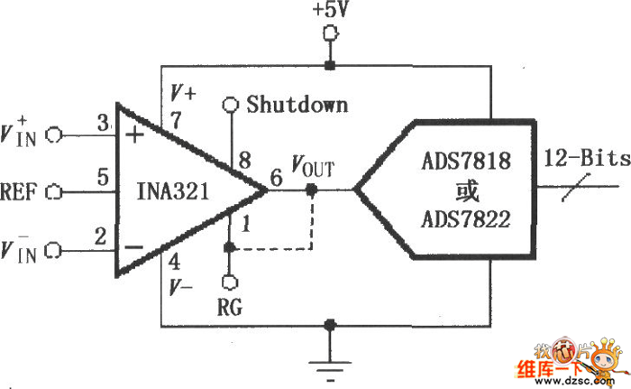 直接驱动电容性输入的A／D变换器电路图
