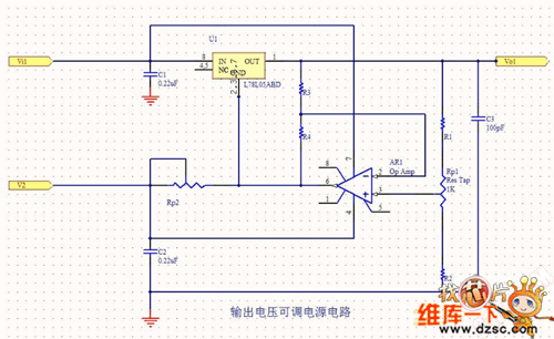 Power Supply输出电压可调电源电路图