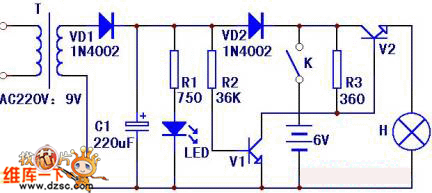 自制简易应急灯电路图