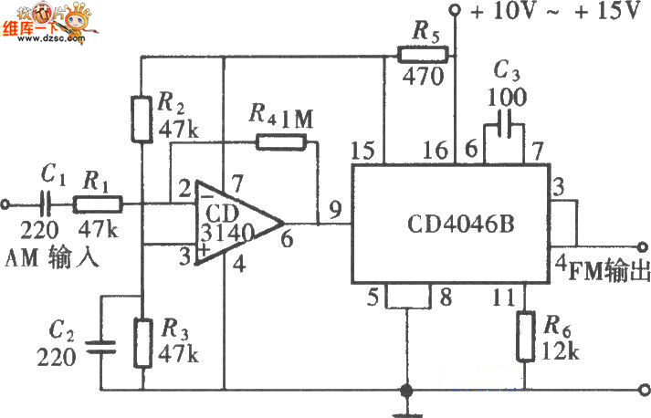 CD4046的调频信号发生器电路图