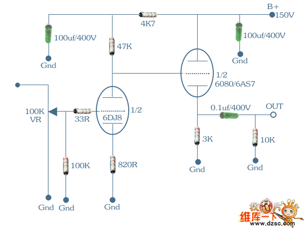 6DJ8+6AS7/6080/6N5大电流耳放电路图
