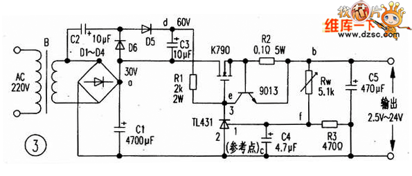 利用TL431制作的大功率可调稳压电源电路图