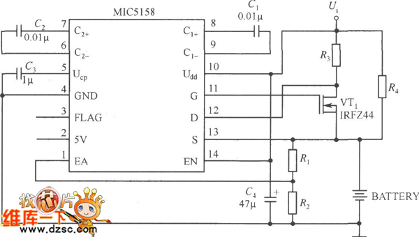 MIC5158电池充电电路图