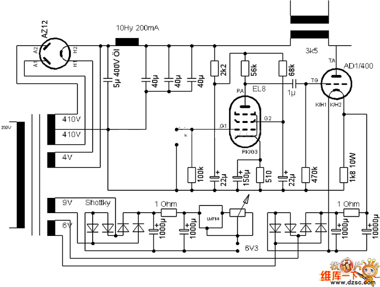EL8+AD1/400小功率单端电路图
