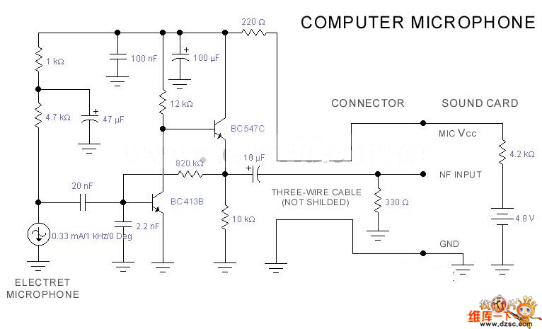 计算机麦克风电路原理图
