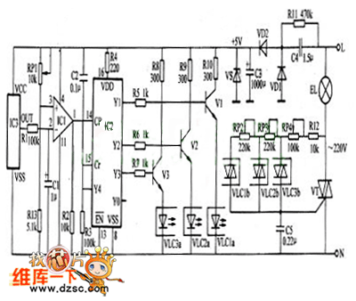 红外遥控调光吊灯电路图