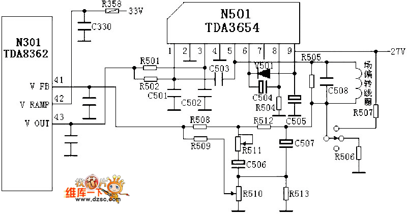 场输出电路:TDA3654电路图