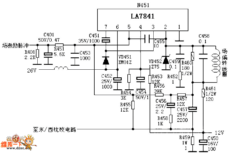 场输出电路:LA7841电路图