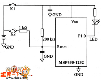 MSP430单片机内部自带看门狗及复位电路图