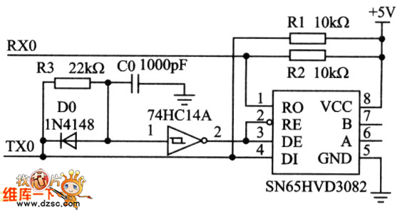 零延时的RS-485接口电路图