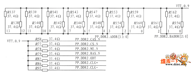 HY5PS121621BFP地址/控制的末端并联终端电路图