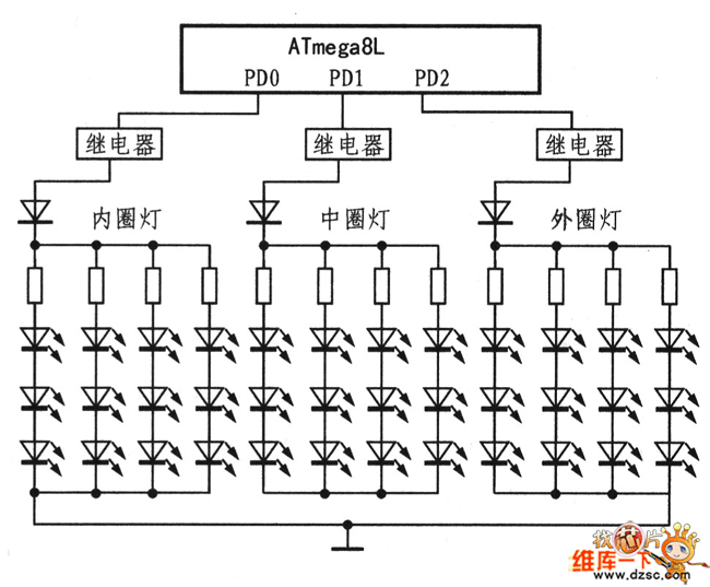 单片机控制LED灯电路图