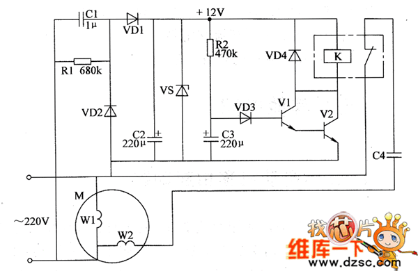 电动机离心开关代用电路图（一）