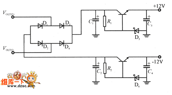 ±12V电压转换电路图