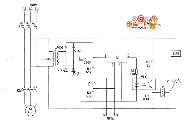 排灌电动机自动保护器电路图一