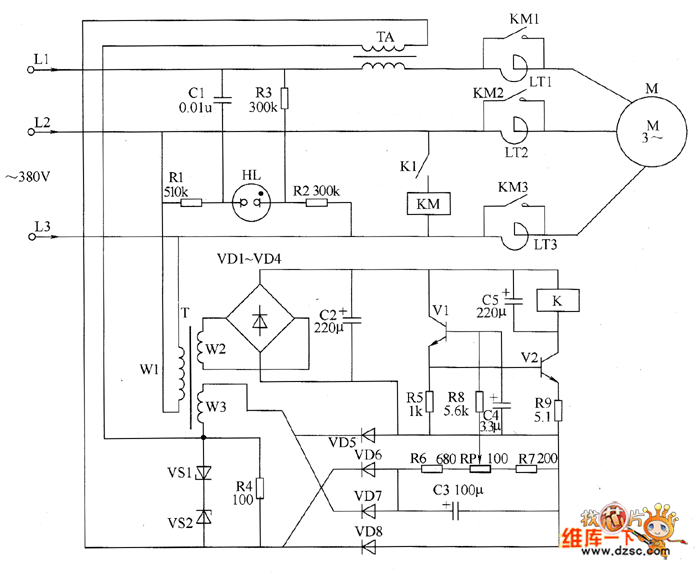 电动机轻载节能器电路图一