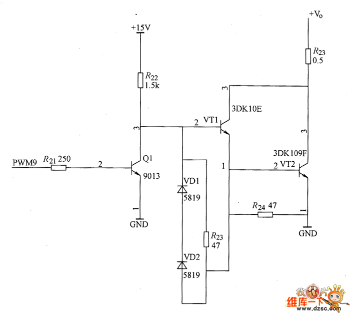 功率晶体管的达林顿驱动电路图