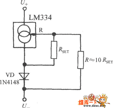 电路简便的接近于零温漂的恒流源电路图