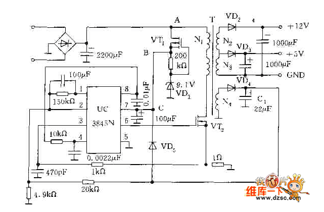 采用场效应管的启动电路图