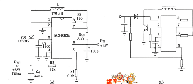 MC3406A升降压DC—DC集成变换器电路图