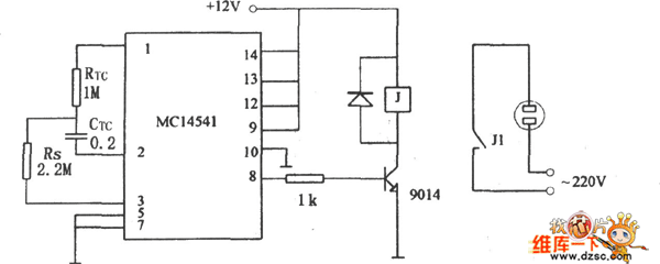 MC14541构成的简单定时器电路图