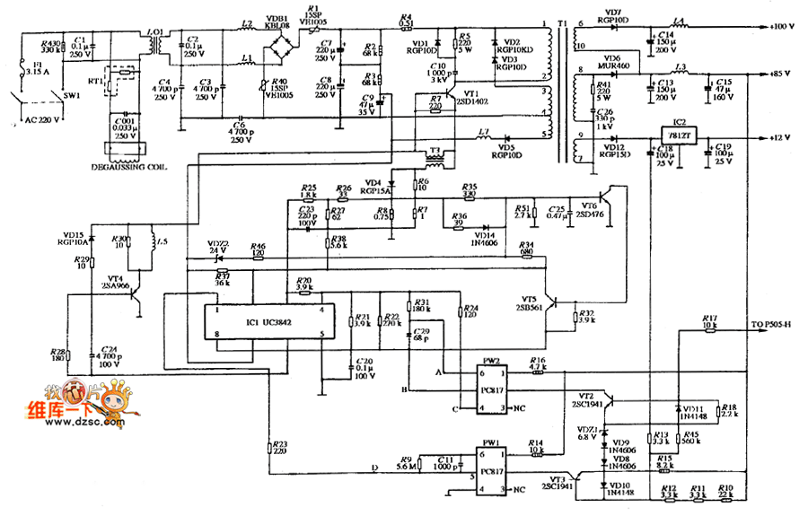 康柏compaq 420彩显电源电路图