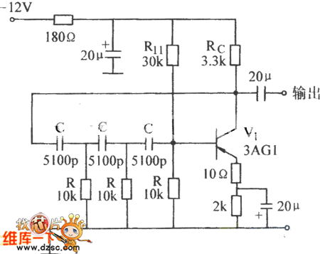 RC相移式振荡器电路原理图