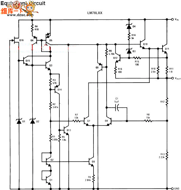 7805/78L05三端稳压器内部框图原理电路图